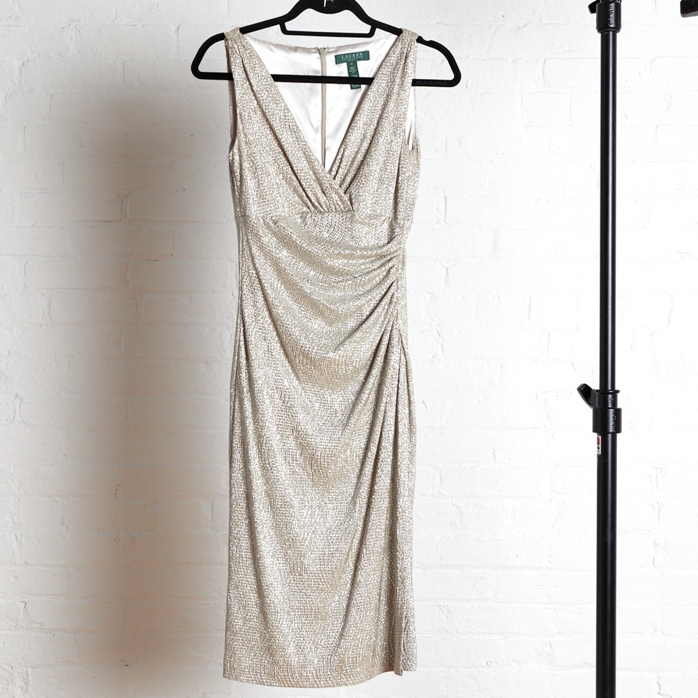 Ralph Lauren Silver Metallic Shimmer Dress size 2